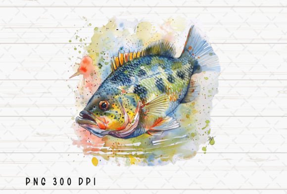 Crappie Fish Watercolor Clipart PNG Illustrations