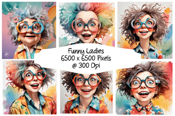 Funny Watercolor Ladies Set of 6 Illustrations Review