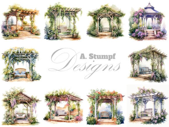 Garden Pergola Watercolor Clipart Set: Illustrations Review