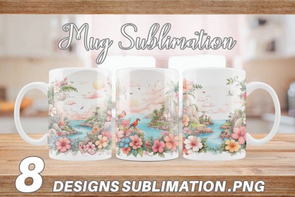 Mug Wrap Watercolor Paradise Illustrations Review