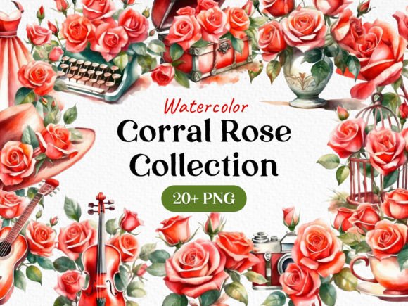 Reviewing Bundle Watercolor Red Rose Clipart PNG