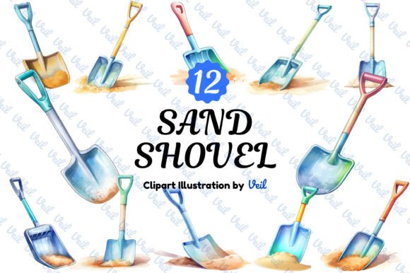 Sand Shovel Clipart Watercolor Bundle Illustrations