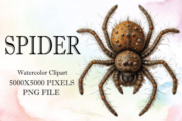 Spider Watercolor Clipart for Brand Illustrations