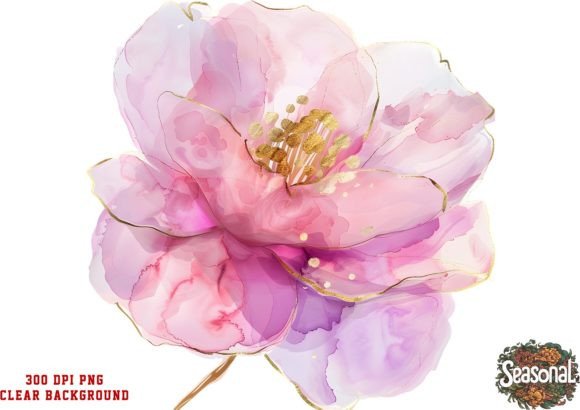 Spring Peonies Watercolor Clipart for Embroidery