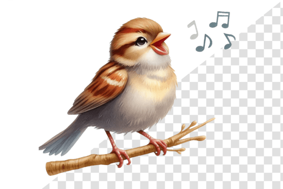 SpringSong Sparrow Watercolor Clipart Illustrations Review
