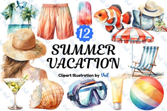 Summertime Vacation Watercolor Bundle Illustrations Review