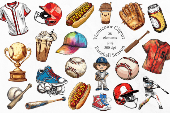 Watercolor Baseball Season Clipart Set: Illustrations Review