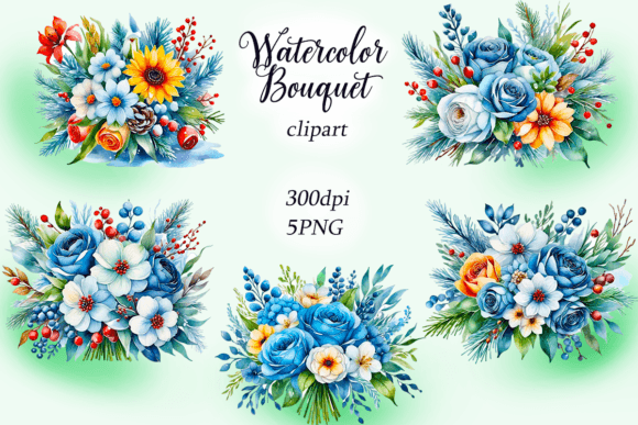 Watercolor Bouquet Clipart: Illustrations for Branding