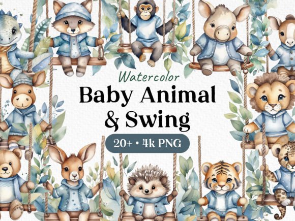 Watercolor Bundle Animal Swing PNG: Illustrations Review