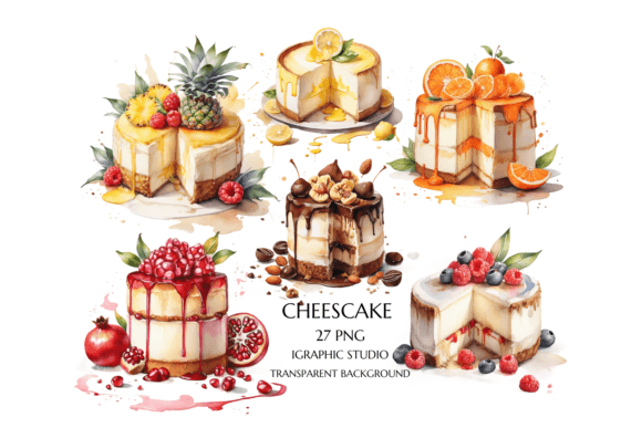 Watercolor Cheesecake Clipart, Fruits: Illustrations Review