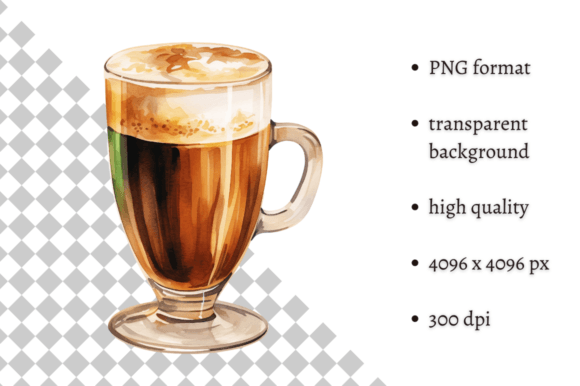 Watercolor Coffee Themed PNG Clipart Illustrations