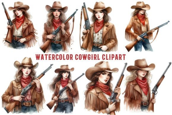 Watercolor Cowgirl Clipart: Editorial Illustrations Review