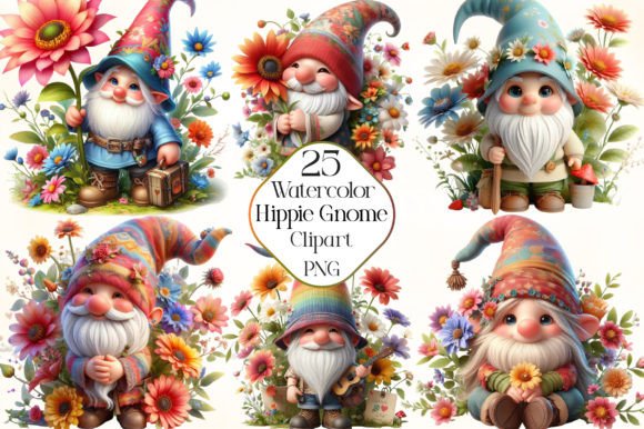 Watercolor Cute Hippie Gnome Clipart Illustrations Review
