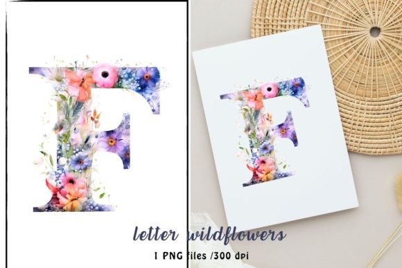 Watercolor Letter F from Wildflowers Illustrations