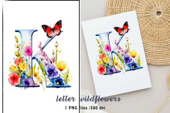 Watercolor Letter K from Wildflowers Illustrations