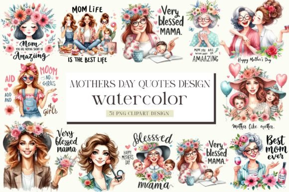 Watercolor Mothers Day Quotes Design Illustrations Review