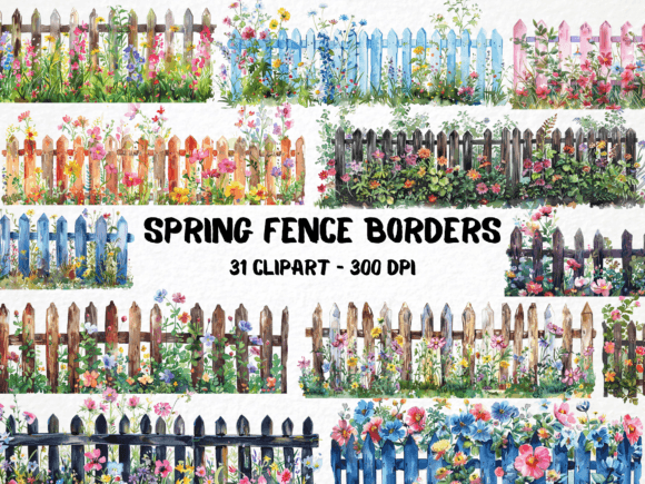 Watercolor Spring Fence Borders: Illustrations Review