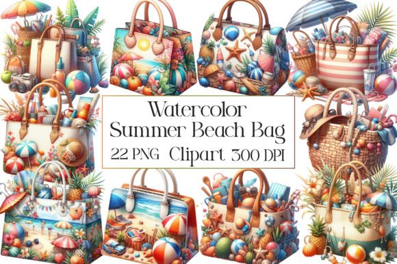 Watercolor Summer Beach Bag Illustrations Review